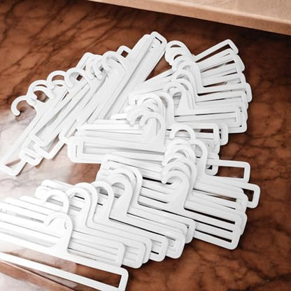 Pack of 50 White Plastic Towel Hangers 10 Inch / 25.5 cm for Retail Display, Multifunctional Storage Rack for Hanging Storing Scarve, Sock, Legging, Tie, Shawl, Belt, Clothes, Wardrobe Organization