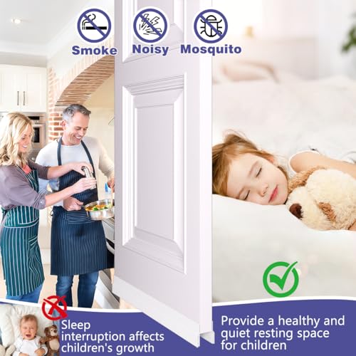 Door Draft Stopper,Adjustable Door Sweep for Bottom of Door,Silicone Weather Stripping Door Bottom Seal Blocker Air Noise,Under Door Gap Filler for Interior/Exterior Doors(White, 78inch)