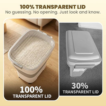 50Lbs Collapsible Rice Container,Airtight Food Storage container