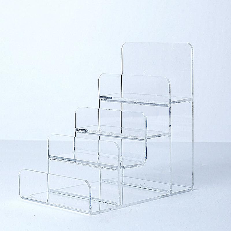 Acrylic Wallet Display Stand Purse Handbag Organizer, Clear Jewelry Riser Display Stand Purse Display Rack, Acrylic Display Shelf for Cosmetic Perfume Jewelry Sunglasses Handbag (4 Tier)