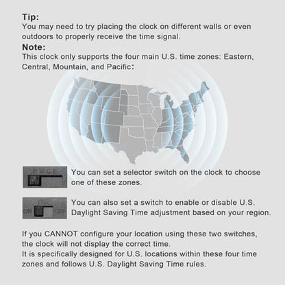Atomic Outdoor Wall Clock Sealed Waterproof Clock with Temperature | Auto-Set Time, Easy to Read - Large Patio, Pool 18 Inch Clock for Outside, Backyard, Garde