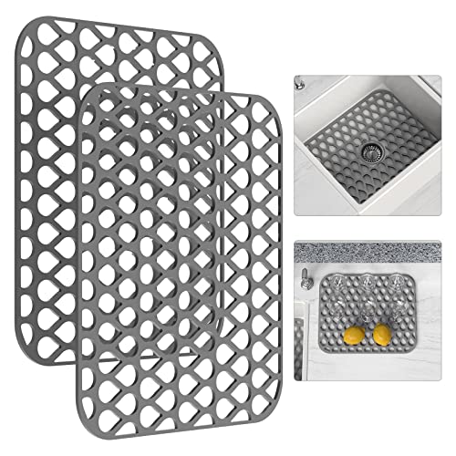 Silicone Sink Mat 2PCS TOOVEM Sink Protectors for... (Gray | Silicone)