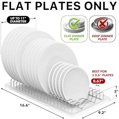 Simple Houseware Stainless Steel Plate Drying Rack with Drainboard, Chrome