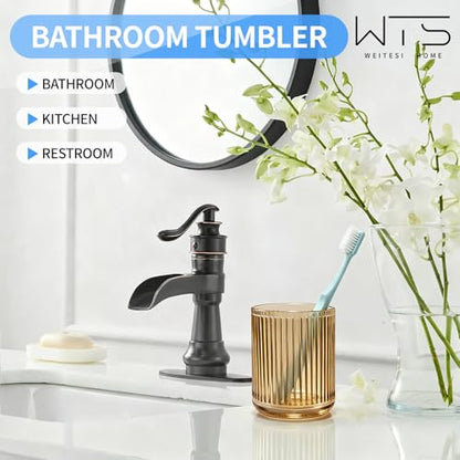 Glass Bathroom Tumbler Cup Toothbrush Holder Unbreakable Organizer Tumbler Cups for Bathroom Vanity,10oz