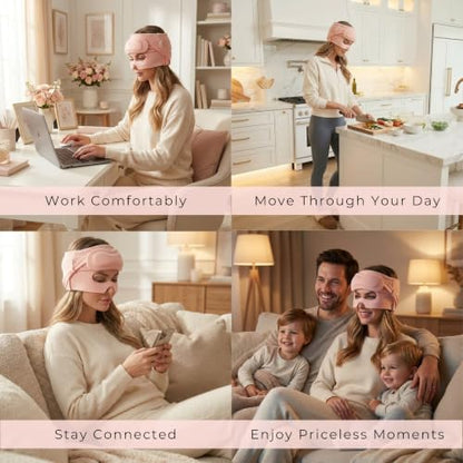 SD Luxe Cooling & Warming Migraine & Headache Gel Cap – Blush | 360° Gel‑Filled Head Wrap with Built‑in Eye Mask | Buttery-Soft, Breathable Fabric | Premium Gift Box + Storage Bag