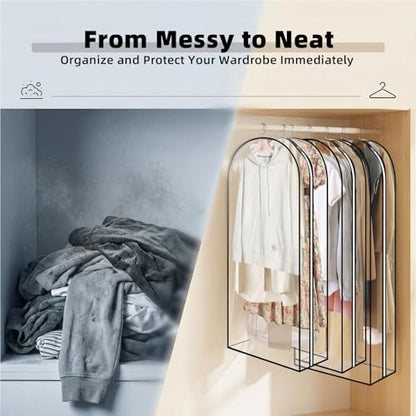 Clear Garment Bags for Hanging Clothes 3-piece set(43,50,60) inches Storage Bags With Zipper for Shirts, Suit,Jackets,Coats,sweater,Long Dresses,wedding,gowns,etc.