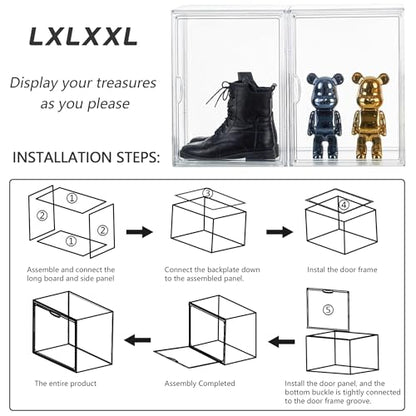 LXLXXL Clear Acrylic Display Case, Stackable Plastic Storage Bins, X-Large | Stackable Storage Bin with Magnetic Attraction Lid, XL Clear Acrylic Case, Showcase for Cosmetic, Large Figures Collectibles