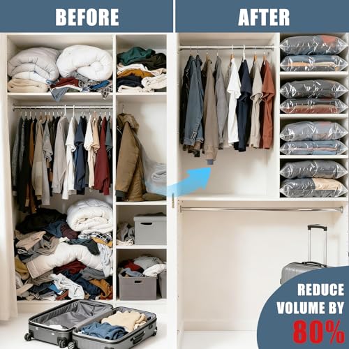 10 Jumbo Vacuum Storage Bags for Bedding Vacuum Seal Bags for Blankets | Extra Large Storage Bags Vacuum Sealed with Hand Pump Space Saver Bag for Clothing Travel Bedding Comforters Pillow Duvets