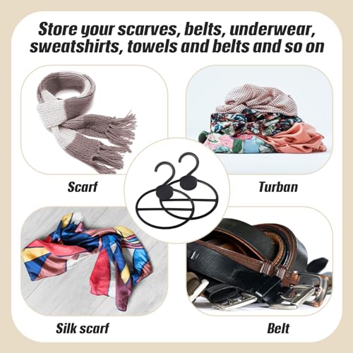 FoldTier 50 Pcs Scarf Hanger Plastic Holder Organizer Space Saving Scarf Organizer Clothes Hanger for Scarves Headscarves Clothing Sorting Storing (Black)