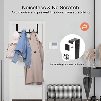 Optish Over The Door Hooks, Door Hanger Hooks for Hanging, Over The Doors Towel Racks for Bathroom with 12 Coat Hook, Coat Rack Bathroom Accessories（2 Pack, Black）