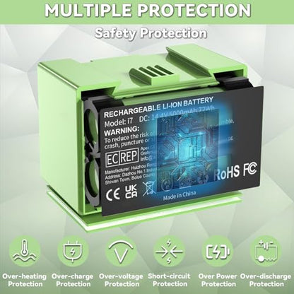 POWTREE 5000mAh ABL-F 72Wh Replacement for iRobot Roomba i7 Battery Compatible with e and i Series i3 3159 i8 j7 j7+ 7158 7150 7550 7558 i3 i3+ 3150 i4 i4+ 4150 i8 e5 e6 e5150 e6198 Vacuum Cleaner