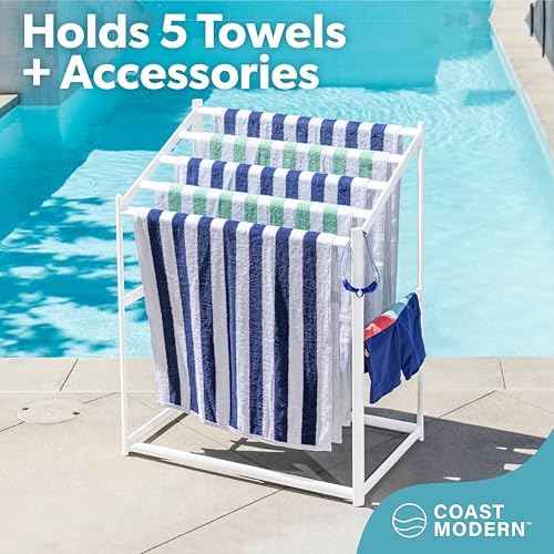Coast Modern Pool Towel Rack – Choose Your Color - Outdoor & Indoor 5 Beach Towel PVC Drying Rack