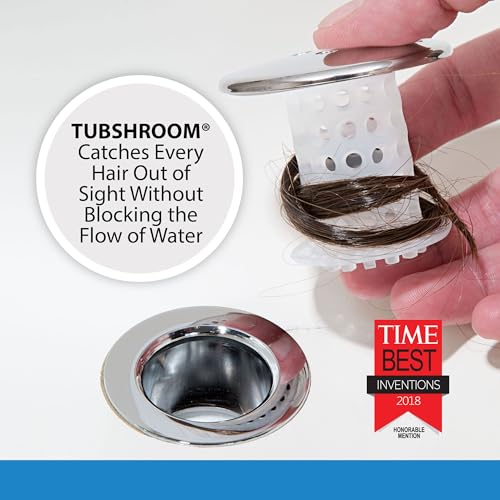 TubShroom Bathtub Drain Protector and Hair Catcher - 2 Pack, Chrome - Fits 1.5" - 1.75" Bathtub and Shower Drains