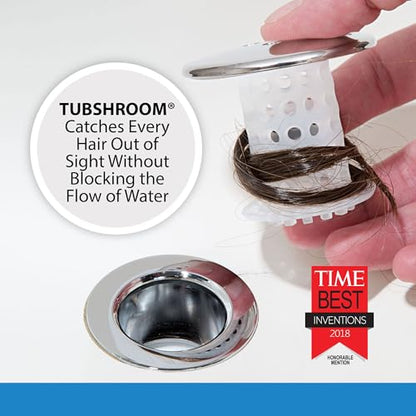 TubShroom Bathtub Drain Protector and Hair Catcher - 2 Pack, Chrome - Fits 1.5" - 1.75" Bathtub and Shower Drains