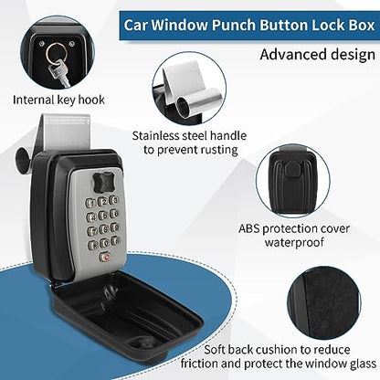 Upgrade SL-591 Car Window Lock Box, car Key Lock Box, Car Lock Box | Car Window Punch Button Lock Box, Vehicle Window Lock Box, Lock Boxes for car fit for Ride Share, Turo, GetAround