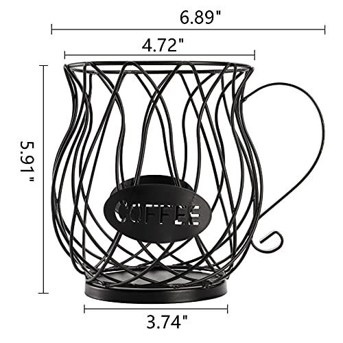 Coffee Pod Holder, Coffee Capsule Basket for Counter Table Bar, Metal Espresso Pod Keeper Storage for Home Cafe Hotel, Black