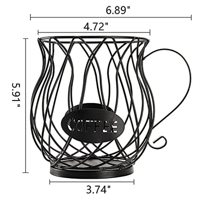 Coffee Pod Holder, Coffee Capsule Basket for Counter Table Bar, Metal Espresso Pod Keeper Storage for Home Cafe Hotel, Black