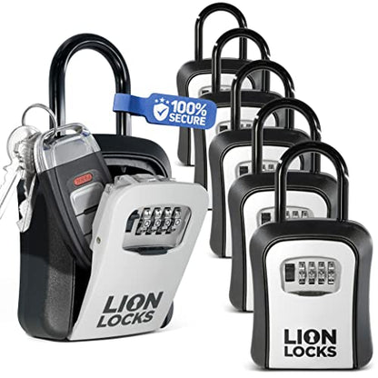 Lock Box for Keys - Lockbox for House Key, Lock Box with Combination for Real Estate, Car, House, Waterproof Key Safe - Easy Installation (6 Pack)