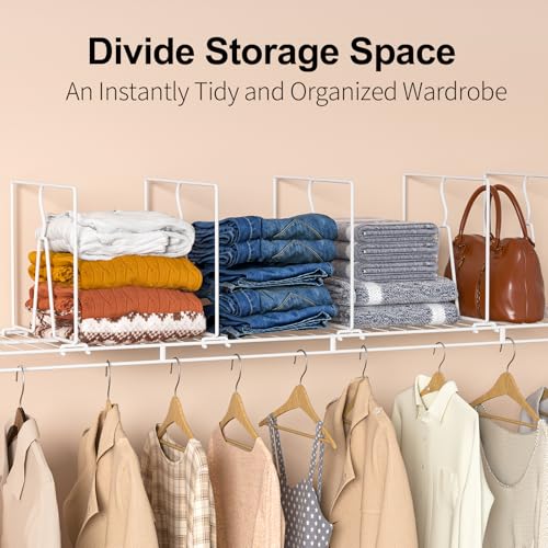 Wire Shelf Dividers for Closet: Tall 10.6in x Deep 12in, 8 Pack | Wire Shelves Organizer for Closet - Adjustable Purse Organizer for Clothes, Sweater, Towels Jeans - Metal Pantry Separators