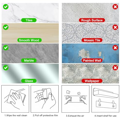 CGBE 2-Pack Cabinet Door Organizer, Self Adhesive Bathroom Shelves, Clear | Acrylic Shower Caddy, Wall Mounted Storage, No Drilling, Automatic Draining, For Cabinet Door and Shower Wall
