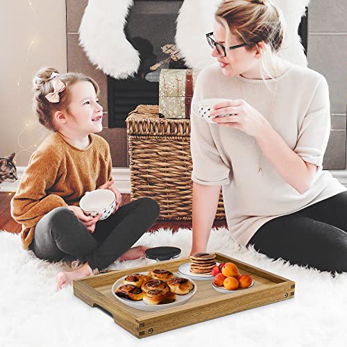 VaeFae Acacia Bed Table Tray, Wooden Breakfast Tray with Folding Legs, Bed Tray for Eating and Laptop, Eating Trays for Bedroom | Bed Trays for Eating and Laptop, Eating Trays for Bedroom, Sofa