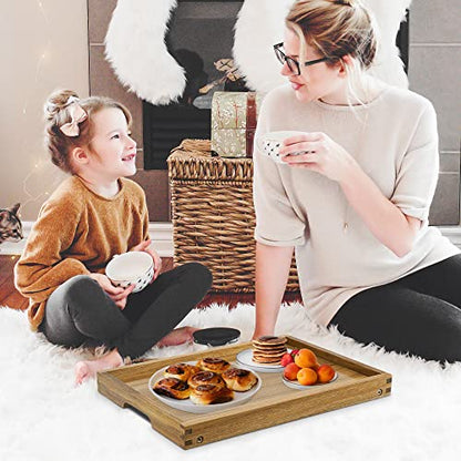 VaeFae Acacia Bed Table Tray, Wooden Breakfast Tray with Folding Legs, Bed Tray for Eating and Laptop, Eating Trays for Bedroom | Bed Trays for Eating and Laptop, Eating Trays for Bedroom, Sofa