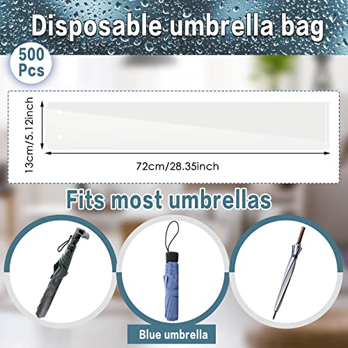 Gueevin 500 Pcs Clear Disposable Wet Umbrella Rain Bags Heavy Duty Umbrella Sleeve Big Covers for Wet Umbrellas Keep Church Lobby Floors Dry (Standard)