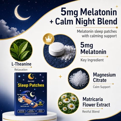 Sleep Patches for Adults, Nighttime Wellness Patches, Easy-to-Use Bedtime Routine Patch for Women & Men, Relaxation Support Patches for Travel, Work & Daily Night Use, 30 Patches