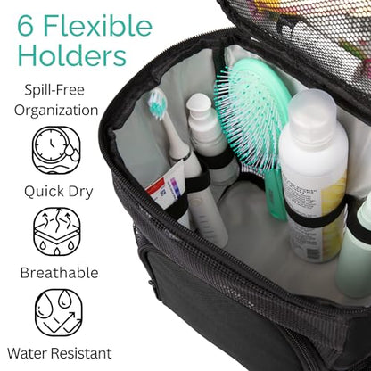 Original Portable Shower Caddy For College Dorms - Foldable Mesh Tote - Dorm Room Essentials - Durable Hanging Travel Shower Bag - Perfect for College Students, Men, Women (Black)