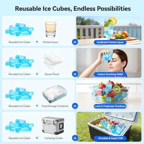 360 Pack Reusable Ice Cubes, Refreezable Plastic Ice Cubes | BPA-Free Ice Packs for Lunch Boxes, Coolers, without Diluting Drinks for Party Hosts & Outdoor Ice Baths Enthusiasts