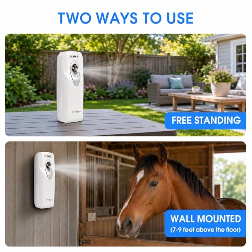 Automatic Air Freshener Spray Dispenser, Custom Timing (Day/Night/24H, 5/10/15/30 min interval), Wall Mounted/Free Standing, Home& Commercial, Glade& Airwick Refill Can, 2 D batteries, Milas-D
