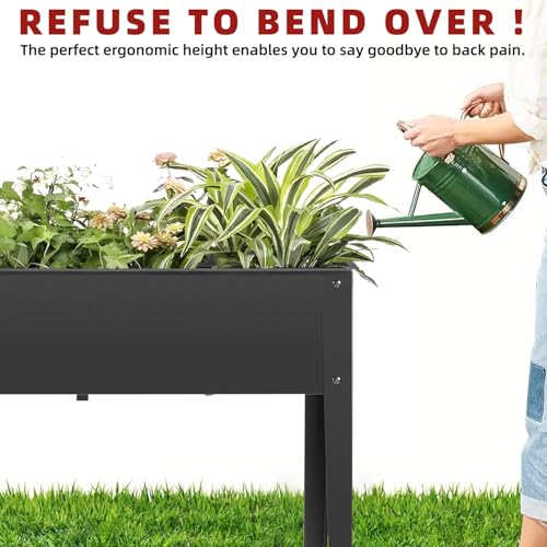32" Rolling Raised Garden Bed with Wheels, Heavy Duty Metal Elevated Planter Box, Outdoor Flower Cart Plant Stand, Raised Planter with Storage Shelf for Patio Balcony Backyard Growing