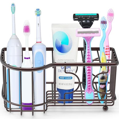 Simple Houseware Multi-Functional 6 Slots Toothbrush Holder, Bronze