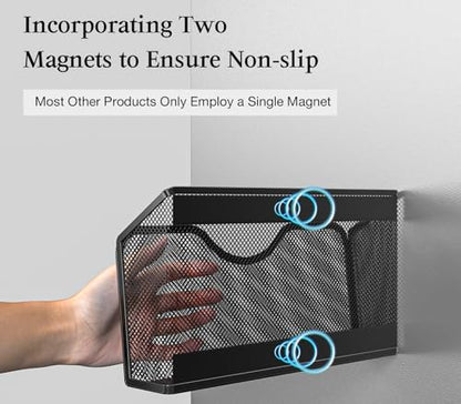 Magnetic File Holder - 3PCS File Paper Mail Organizer No Drilling Magazine Paper Document Holder/Magnetic Hanging File Organizer for File Cabinets, Office, Whiteboard, BLACK