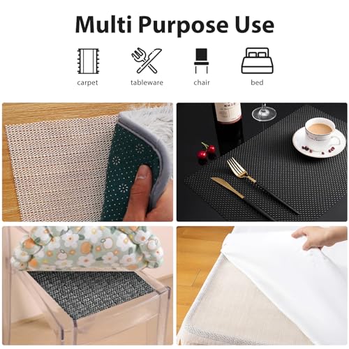 Non Slip Rug Pads for Hardwood Floors, 8x10 Rug Pad Gripper for Area Rugs, Under Carpet Anti Skid Mat, Black, Keep Your Rugs Safe and in Place