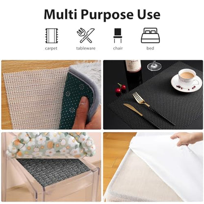 Non Slip Rug Pads for Hardwood Floors, 8x10 Rug Pad Gripper for Area Rugs, Under Carpet Anti Skid Mat, Black, Keep Your Rugs Safe and in Place