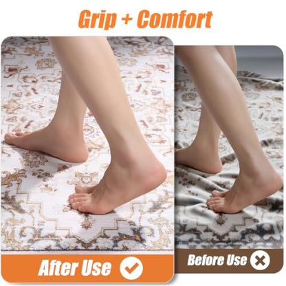 Non-Slip Rug Pad 6x9 Ft – 6'x9' PVC Anti-Slip Carpet Gripper Mat, 6 by 9 Feet Non Slip Pad for Area Rugs, Under Rug Padding for Hardwood Floors, Carpet Gripper Mat for Floors
