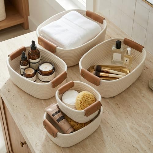 Beautiful Storage Basket Set of 5 - Sturdy Cotton... (Beige | Cotton)