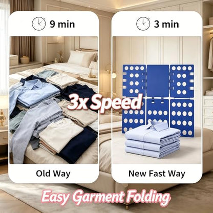 Shirt Folding Board, Shirt Folder - Folds Hoodies, Jeans & Shirts, Blue | Quick garment folding, heavy duty for thick clothes, for adults & kids, compact foldable design, no assembly required