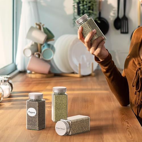 Simple Houseware Spice Jars 4-oz Square Glass Bottles, 12 Pack
