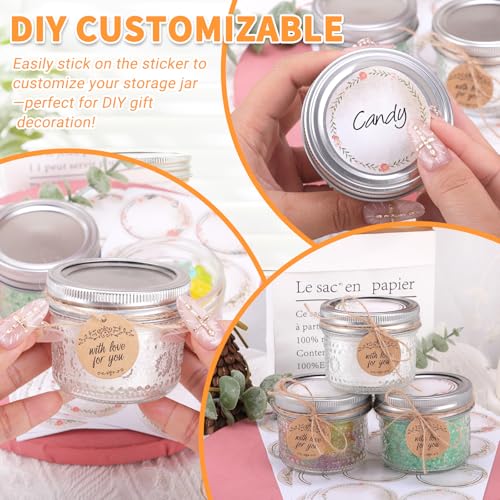 4 oz Small Embossed Mason Jars 24-Pack with Airtight Lids, Leakproof