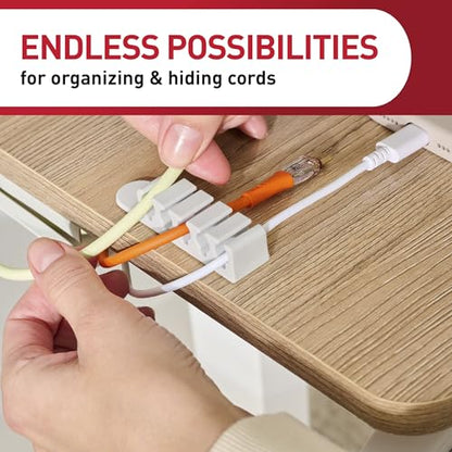 Command 5-Cord Clip Organizer, 4 Clips, 8 Medium Strips | Command Strips Cord Organizer, keeps Cables Out of Sight, Damage Free Hanging, No Tools, Removes Cleanly
