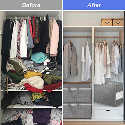 105L Extra Large Storage Bags, Folding Moving Comforter Blanket Storage Bags Closet Organizers and Storage Containers for Clothes with Strong Handles&Zippers Clear Window for Bedding Pillow Grey 3Pack