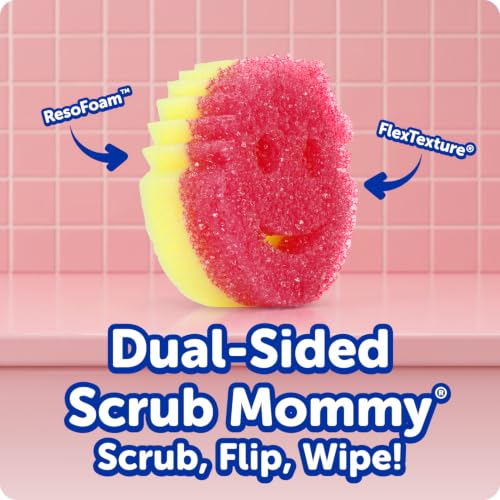 Scrub Mommy Kitchen Sponges (6) + Daddy Caddy Sponge Holder - Scratch-Free Cleaning Sponges for Dishes & Dish Scrub for Multipurpose Cleaning - BPA Free Polymer Foam - Stain & Odor Resistant (7 Count)