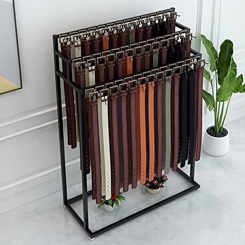 Floor Mounted Metal Belt Hanger Scarf Rack for Retail (100X40X150CM) | Men Closet Display Stand Ties Shawls Purse Shelf Painted Surface Stable Frame Multi-purpose Non-slip MovableStorage Rack