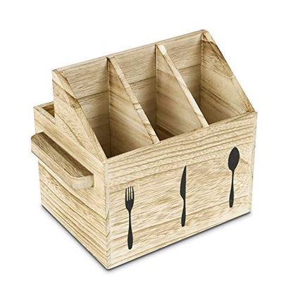 Rustic Elegant Wooden Flatware Organizer Caddy, Oa... (Oak | Wood)