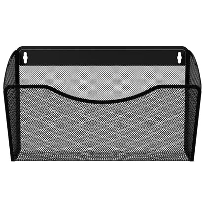 EasyPAG Wall File Organizer, Metal Mesh Hanging File Folder Holder for Letter/A4 Size Folders, Vertical Wall Mount Mail Sorter for Office Paperwork, Classroom, Black