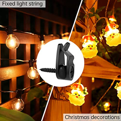 GEZIDEA String Light Hanger Hooks,Screw in Hooks for Hanging Christmas Light,Led Fairy Led Light Clips,Black,50 Pack (Small)