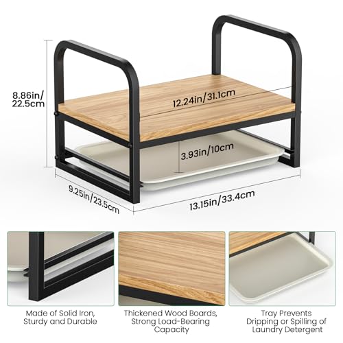 Laundry Detergent Holder Stand, Liquid Detergent Dispenser Shelf Organizer with Cleanable Drip Tray, Liquid Holder Stand Catcher for Laundry Room Organization and Storage (Flat-Black)