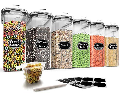 Cereal Storage Containers Set, Large BPA Free Plas... (Black | Plastic)